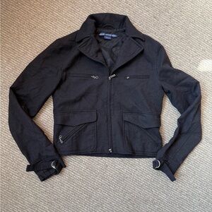 Ralph Lauren Sport Black riding Jacket with Zipper Details wool blend vintage